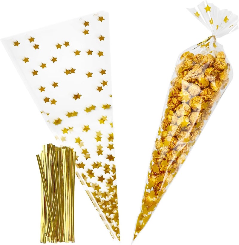 EKAPACKAGING Cone Shaped Treat Bags with Twist Ties - Image 1